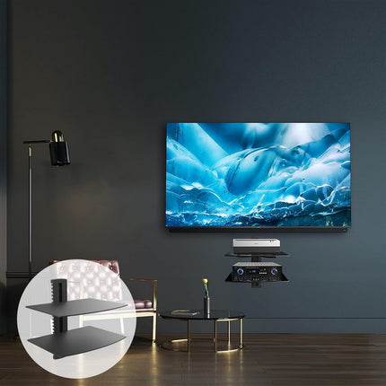 2-Tier Set-Top Box Mount Sturdy for DVR DVD Player Media Storage Home Use