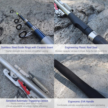 Self Ejecting Sea Fishing Rod Spring Auto Long Casting Pole Durable Fishing Gear