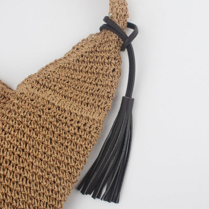 Large Capacity Fashion Woven Straw Shoulder Bag Simple Design for Everyday Use