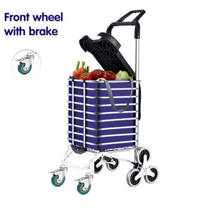 Folding Shopping Trolley Stair-Climbing Cart Lightweight Aluminium Pull Cart