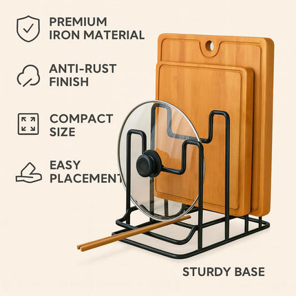 2PCS Metal Cutting Board Holder Rack Kitchen Bench Organiser for Lids Chopping Boards