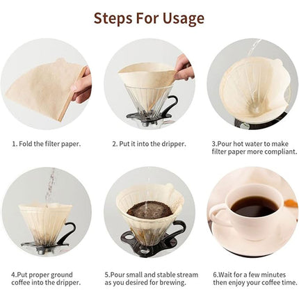 Coffee Filter Paper 100PCS Model A Conical Natural Paper For Drip Coffee Machine