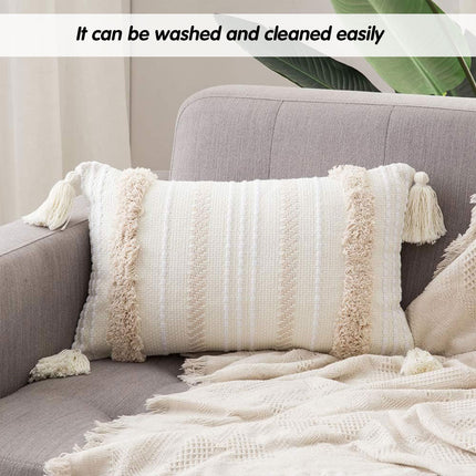 Bohemian Woven Pillow Cushion Waist Support Beige Decorative Sofa Throw Pillow