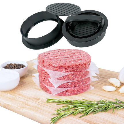 Manual Hamburger Press Round Meat Patty Mould Non Stick BBQ with 100 Wax Discs