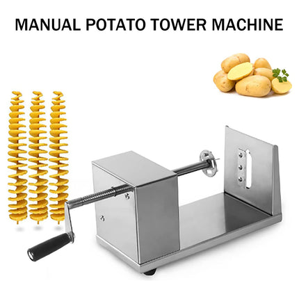 Stainless Steel Manual Potato Spiral Cutting Machine Hand Crank Slicer