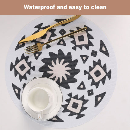 4PCS Bohemian Placemats Round Printed Table Mat Easy Clean Heat Resistant Dining