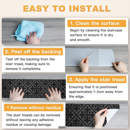 12PCS Non-Slip Carpet Stair Treads Indoor Step Mats for Home Use