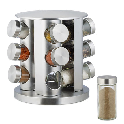 Stainless Steel Rotating Spice Rack Organizer Kitchen Seasoning Jar Holder Use