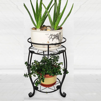 Foldable Plant Stand 2 Tier Metal Flower Shelf for Indoor Outdoor Garden Use