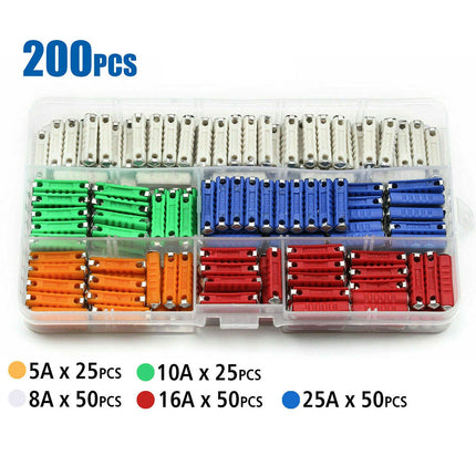 200PCS Torpedo Car Fuse Assortment Kit with Colour Coded Ratings for Vehicle Maintenance