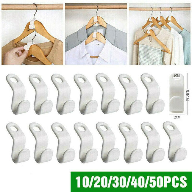10/20/30/40/50Pcs Clothes Hanger Connector Hooks for Cascading Organization - Aimall
