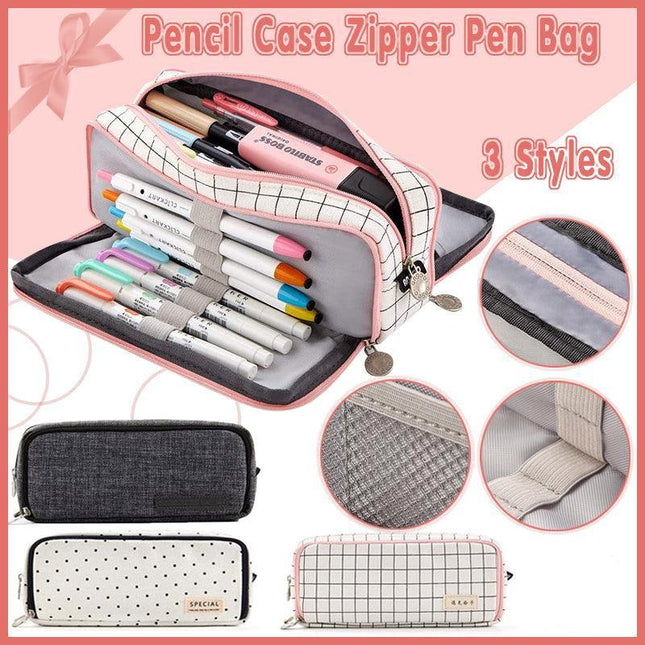 Pencil Case Zipper Pen Bag School Office Stationery Organizer Cosmetic Large Au Aimall