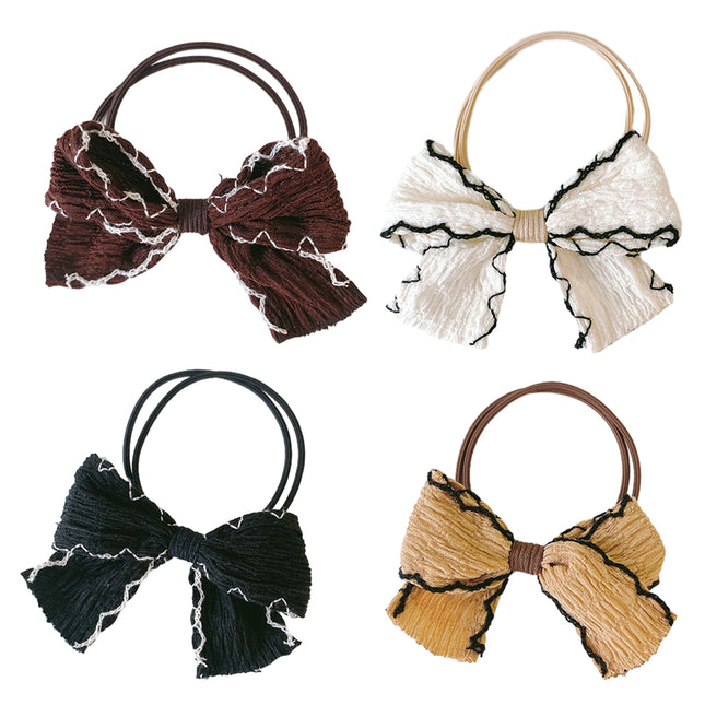 Womens Bow Hair Tie Elastic Scrunchie Cute Ribbon Hairband Ponytail Holder