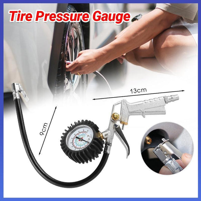 New Tyre Pressure Gauge Air Tire Inflator Meter Car Pump Hose Compressor 220 Psi - Aimall