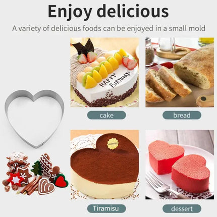 3X Stainless Steel Cake Mold 10/15/20cm Heart Baking Cake Ring For Mousse Party