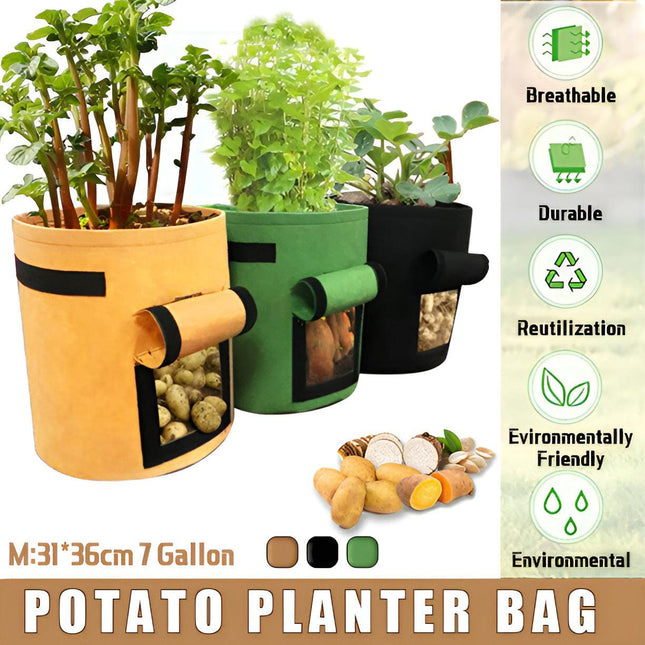 7 Gallons Potato Grow Planter Container Bag Pouch Root Plant Growing Pot Side Window - Aimall