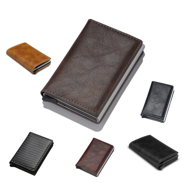 New Leather Credit Card Holder Men's Money Cash Wallet Clip RFID Blocking Purse - Aimall