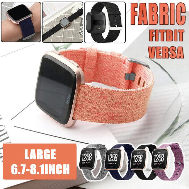 Large Size Replacement Band For Fitbit Versa 2 Fabric Canvas Watch Strap Wristband - Aimall
