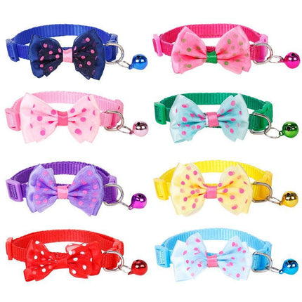 Bow Tie Cat Dog Kitten Collar With Breakaway Safety Release Buckle With Bell - Aimall