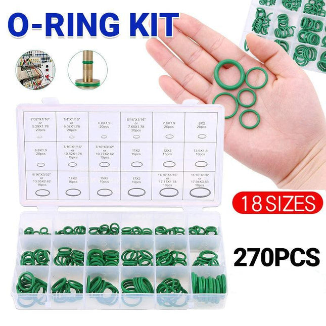 270 Pcs Air Conditioning O Ring Assortment Kit Green Air Con 18 Sizes Oring Gas - Aimall