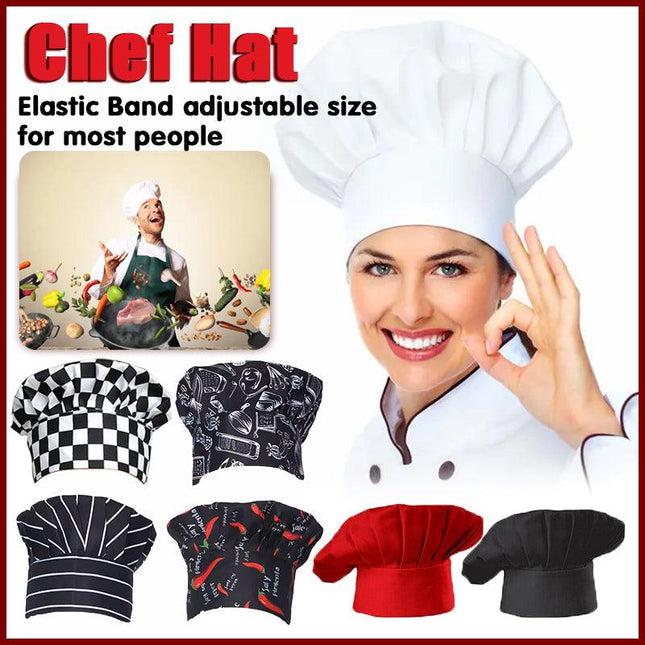 Chef Hat Baker Kitchen Cook Restaurants Catering Cap Men Women Black Red Au - Aimall