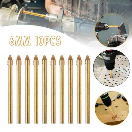 10X Titanium Ceramic Tile Glass Drill Bit Cross Spear Head 6mm - Aimall
