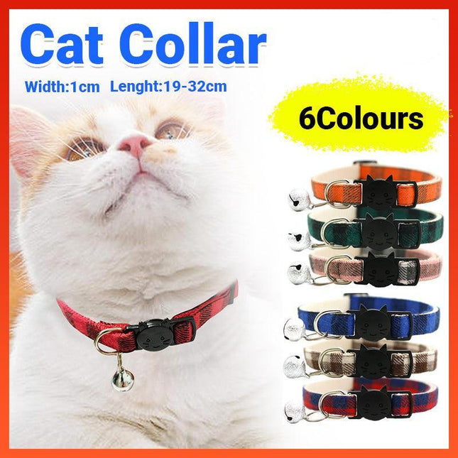 Cat Collar Reflective With Safety Release Breakaway Buckle Kitten Puppy Pet Bell - Aimall