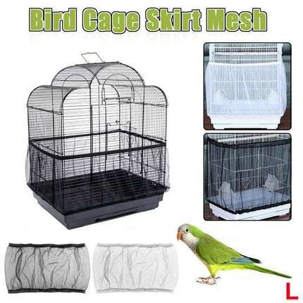 L Size Shell Skirt Mesh Cover Pet Bird Cage Guard Nylon Net Seed Catcher - Aimall