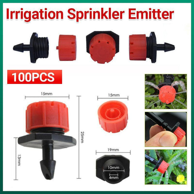 100X Adjustable Irrigation Micro Flow Dripper Drip Head Garden Hose Sprinklers - Aimall