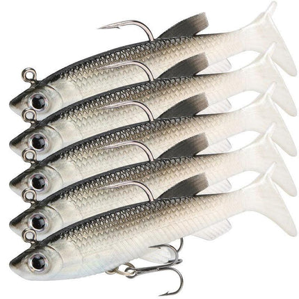 10Pcs Soft Plastic Lures Poddy Mullet Flathead Jig Head Barra Cod Fishing Tackle - Aimall