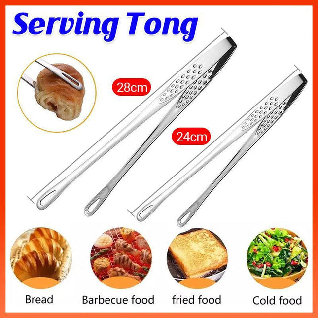 24/28Cm Stainless Steel Kitchen Grill Straight Tweezers Bbq Food Tongs Tools Au - Aimall