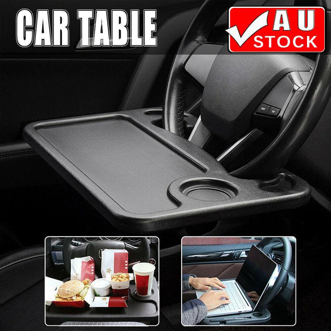 Double Sided Car Steering Wheel Tray Table Laptop Stand Desk Food Drink Holderau - Aimall