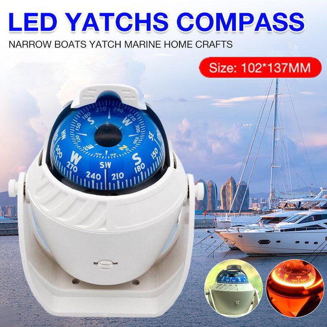1Pc Magnetic Boat Compass White Built In Light 65Mm Card Pivoting Marine Sea Au - Aimall