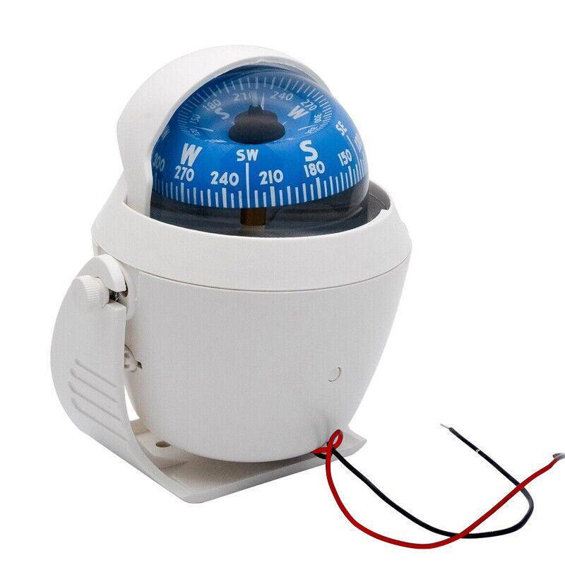 1PC Magnetic Boat Compass White Built in Light 65mm Card Pivoting ...