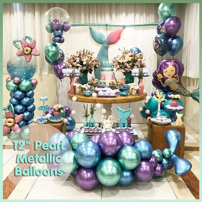 50X Thick 10"25Cm Chrome Metallic Balloon Helium Birthday Wedding Party Balloons - Aimall
