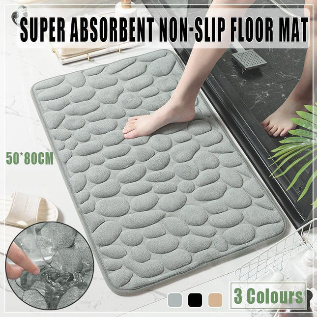50x80CM 3D Super Absorbent Non-Slip Floor Mat Quick Drying Bathroom Rug Carpet - Aimall