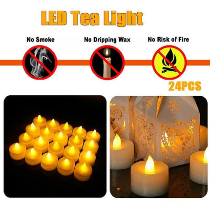 24Pcs Led Tea Light Tealight Flameless Candles Wedding Party Decor Battery Au - Aimall