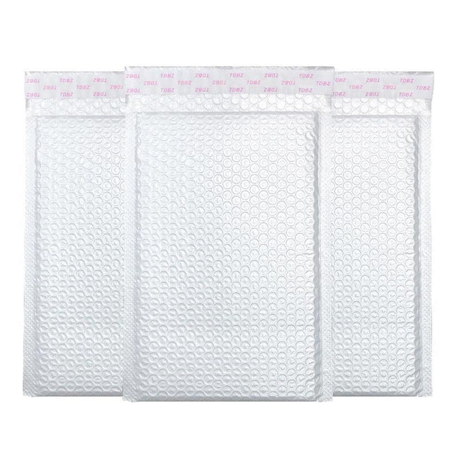 25-100× Poly Bubble Mailers Envelope Padded Bag White Cushioned Satchel 2 Sizes - Aimall