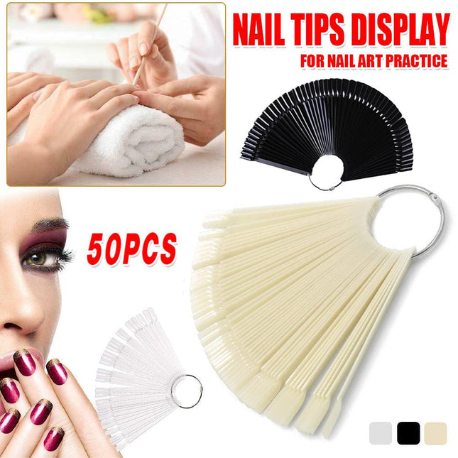 50Pcs Round Head Iron Ring Fan Color Card Oval Fake Nail Practice Tools - Aimall