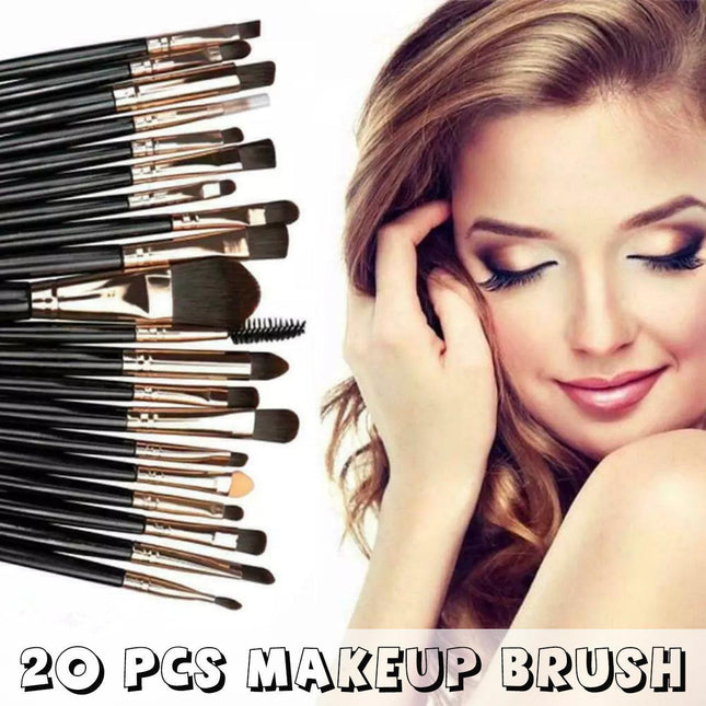20 Pcs Makeup Brush Set Eyeshadow Eyebrow Powder Foundation Contour Lip Brushes - Aimall
