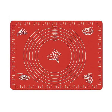 Red Reusable Non-Stick Silicone Rolling Dough Mat Cake Pastry Baking Fondant Sheet - Aimall