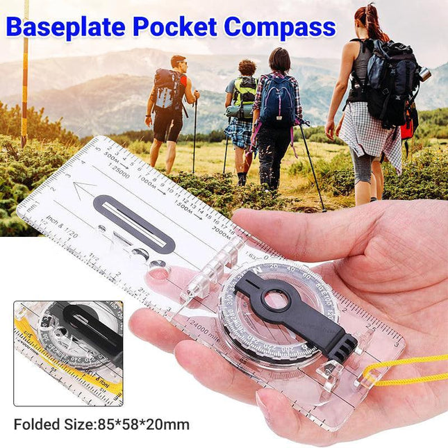 Baseplate Pocket Compass Military Orienteering Hiking Camping Maps Lensatic Army - Aimall
