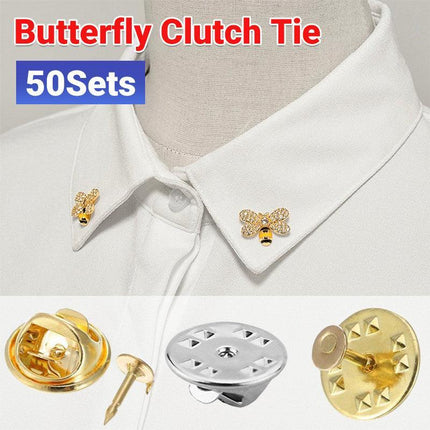 50/100 Sets Butterfly Clutch Tie Tacks Pin Back Replacement With Blank Cuff Pins - Aimall