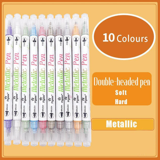 10-Color Set Double Head Shimmer Marker Pens for Albums & Doodles - Aimall