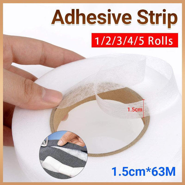 1-5Rolls 64M Iron-On Hemming Tape Fabric Fusing Adhesive 15mm Wide - Aimall