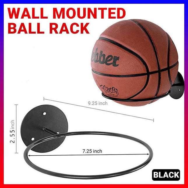 Wall Mounted Ball Rack Holder Basketball Football Hoop Display Save Space Stand - Aimall