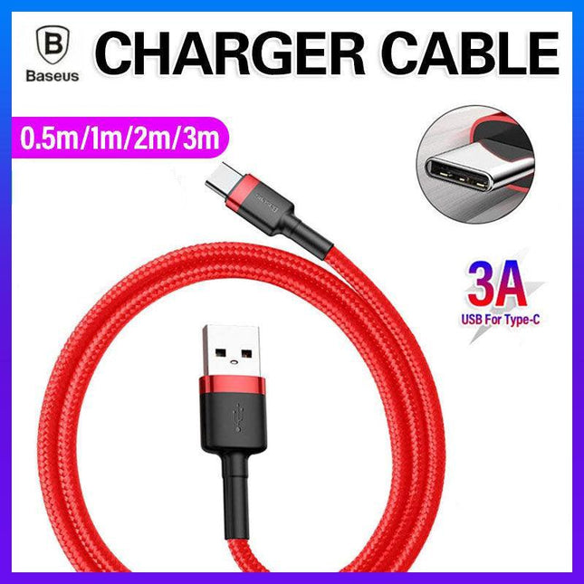 Red+Red Baseus Usb To Type C Charger Cable 3A Fast Charging For Huawei - Aimall