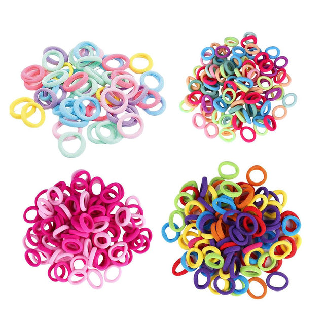 100PCS Colorful Elastic Hair Ties for Girl Ponytails High Stretch Hair Bands Set