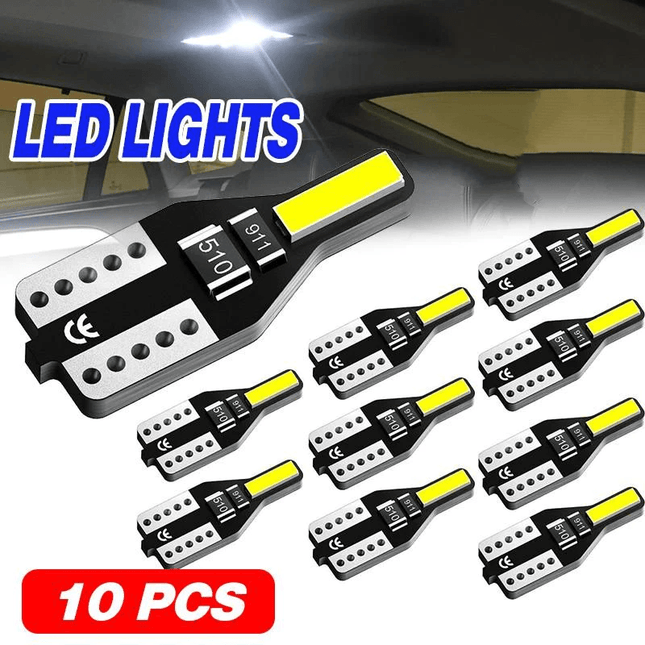 10PCS Canbus T10 LED 7020 SMD White Car Side Wedge Light Globe Bulbs 194 168 W5W - Aimall