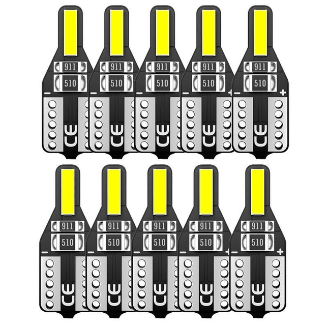 10PCS Canbus T10 LED 7020 SMD White Car Side Wedge Light Globe Bulbs 194 168 W5W - Aimall